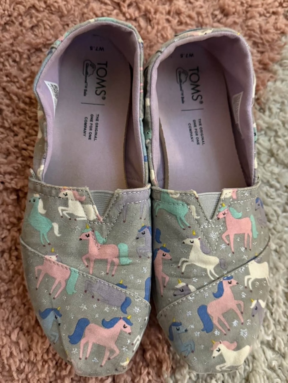 TOMS Unicorn Slip-On Shoes in Pastel Gray